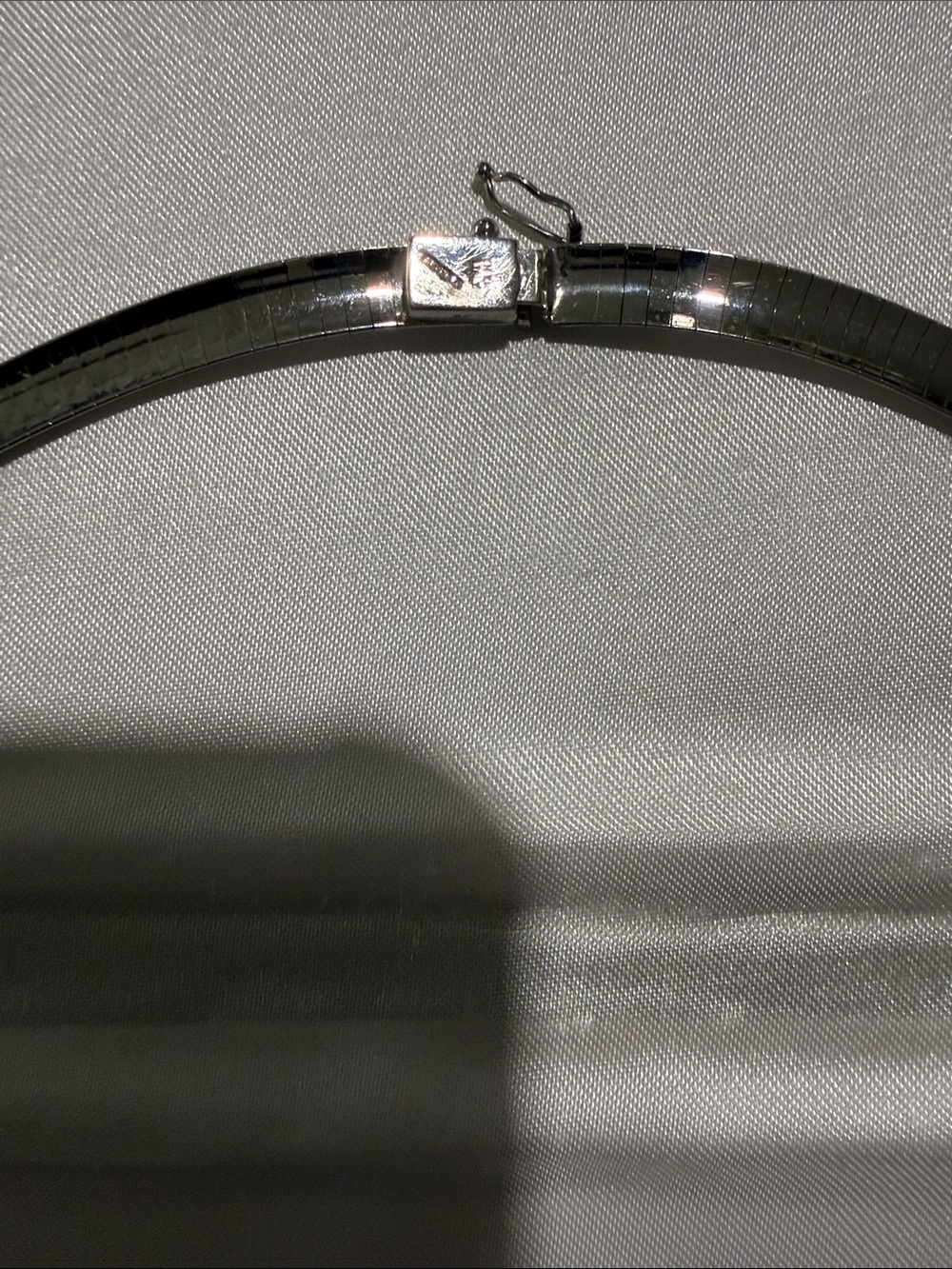 Silver Herringbone Collar Necklace with Ribbed Slide Accent - Picture 5 of 6